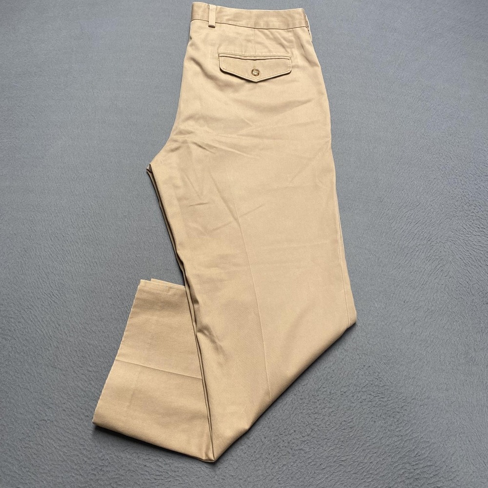 LL Bean Pants Mens 35 Khaki Standard Fit 100% Cotton Chino Flat Front Casual